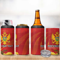 Personalized Montenegro Independence Day 4 in 1 Can Cooler Tumbler Coat Of Arms With Mimoza