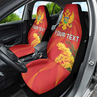 Personalized Montenegro Independence Day Car Seat Cover Coat Of Arms With Mimoza