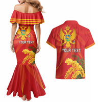 Personalized Montenegro Independence Day Couples Matching Mermaid Dress and Hawaiian Shirt Coat Of Arms With Mimoza