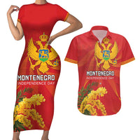 Personalized Montenegro Independence Day Couples Matching Short Sleeve Bodycon Dress and Hawaiian Shirt Coat Of Arms With Mimoza