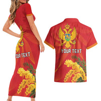 Personalized Montenegro Independence Day Couples Matching Short Sleeve Bodycon Dress and Hawaiian Shirt Coat Of Arms With Mimoza