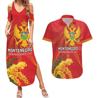 Personalized Montenegro Independence Day Couples Matching Summer Maxi Dress and Hawaiian Shirt Coat Of Arms With Mimoza