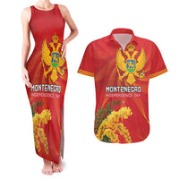 Personalized Montenegro Independence Day Couples Matching Tank Maxi Dress and Hawaiian Shirt Coat Of Arms With Mimoza
