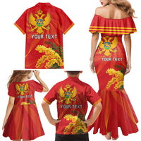 Personalized Montenegro Independence Day Family Matching Mermaid Dress and Hawaiian Shirt Coat Of Arms With Mimoza