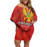 Personalized Montenegro Independence Day Family Matching Off Shoulder Short Dress and Hawaiian Shirt Coat Of Arms With Mimoza