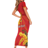 Personalized Montenegro Independence Day Family Matching Short Sleeve Bodycon Dress and Hawaiian Shirt Coat Of Arms With Mimoza