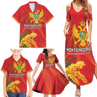 Personalized Montenegro Independence Day Family Matching Summer Maxi Dress and Hawaiian Shirt Coat Of Arms With Mimoza