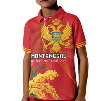 Personalized Montenegro Independence Day Kid Polo Shirt Coat Of Arms With Mimoza
