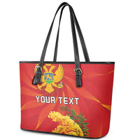 Personalized Montenegro Independence Day Leather Tote Bag Coat Of Arms With Mimoza