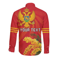 Personalized Montenegro Independence Day Long Sleeve Button Shirt Coat Of Arms With Mimoza
