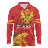 Personalized Montenegro Independence Day Long Sleeve Polo Shirt Coat Of Arms With Mimoza