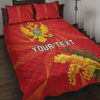 Personalized Montenegro Independence Day Quilt Bed Set Coat Of Arms With Mimoza
