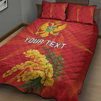Personalized Montenegro Independence Day Quilt Bed Set Coat Of Arms With Mimoza