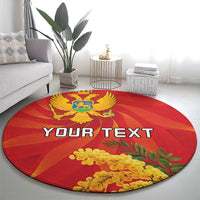 Personalized Montenegro Independence Day Round Carpet Coat Of Arms With Mimoza