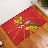 Personalized Montenegro Independence Day Rubber Doormat Coat Of Arms With Mimoza