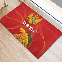 Personalized Montenegro Independence Day Rubber Doormat Coat Of Arms With Mimoza