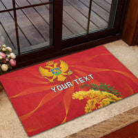 Personalized Montenegro Independence Day Rubber Doormat Coat Of Arms With Mimoza