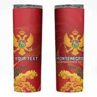 Personalized Montenegro Independence Day Skinny Tumbler Coat Of Arms With Mimoza