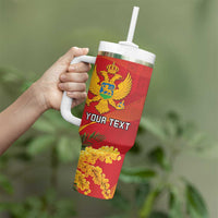 Personalized Montenegro Independence Day Tumbler With Handle Coat Of Arms With Mimoza