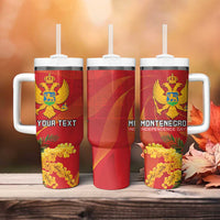 Personalized Montenegro Independence Day Tumbler With Handle Coat Of Arms With Mimoza