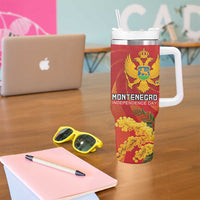 Personalized Montenegro Independence Day Tumbler With Handle Coat Of Arms With Mimoza
