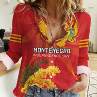 Personalized Montenegro Independence Day Women Casual Shirt Coat Of Arms With Mimoza
