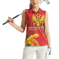 Personalized Montenegro Independence Day Women Sleeveless Polo Shirt Coat Of Arms With Mimoza