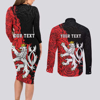 Personalized Czech Republic Independence Day Couples Matching Long Sleeve Bodycon Dress and Long Sleeve Button Shirt Washingtonska deklarace