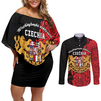 Personalized Czech Republic Independence Day Couples Matching Off Shoulder Short Dress and Long Sleeve Button Shirt Washingtonska deklarace