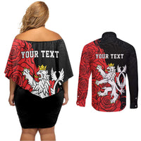 Personalized Czech Republic Independence Day Couples Matching Off Shoulder Short Dress and Long Sleeve Button Shirt Washingtonska deklarace