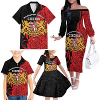 Personalized Czech Republic Independence Day Family Matching Off The Shoulder Long Sleeve Dress and Hawaiian Shirt Washingtonska deklarace