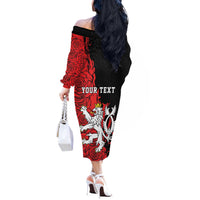 Personalized Czech Republic Independence Day Off The Shoulder Long Sleeve Dress Washingtonska deklarace