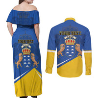 Personalized Dia de Canarias Couples Matching Off Shoulder Maxi Dress and Long Sleeve Button Shirt Las Islas Afortunadas