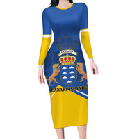 Personalized Dia de Canarias Long Sleeve Bodycon Dress Las Islas Afortunadas