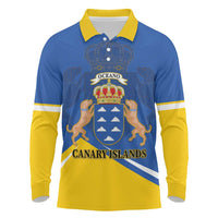 Personalized Dia de Canarias Long Sleeve Polo Shirt Las Islas Afortunadas