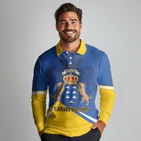 Personalized Dia de Canarias Long Sleeve Polo Shirt Las Islas Afortunadas
