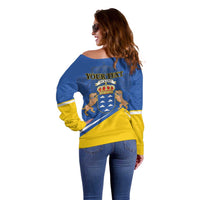 Personalized Dia de Canarias Off Shoulder Sweater Las Islas Afortunadas