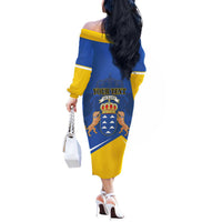 Personalized Dia de Canarias Off The Shoulder Long Sleeve Dress Las Islas Afortunadas