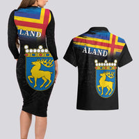 Happy Aland's Autonomy Day Couples Matching Long Sleeve Bodycon Dress and Hawaiian Shirt Coat Of Arms