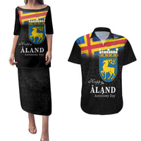 Happy Aland's Autonomy Day Couples Matching Puletasi and Hawaiian Shirt Coat Of Arms