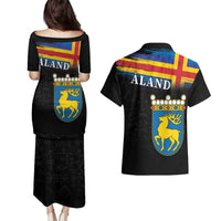 Happy Aland's Autonomy Day Couples Matching Puletasi and Hawaiian Shirt Coat Of Arms