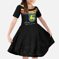 Happy Aland's Autonomy Day Family Matching Off The Shoulder Long Sleeve Dress and Hawaiian Shirt Coat Of Arms