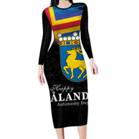 Happy Aland's Autonomy Day Long Sleeve Bodycon Dress Coat Of Arms