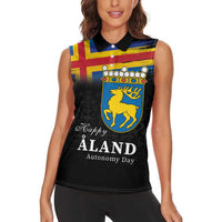 Happy Aland's Autonomy Day Women Sleeveless Polo Shirt Coat Of Arms