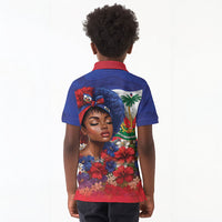 Haitian Princess Kid Polo Shirt Cultural Pride Floral Art