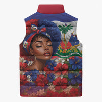 Haitian Princess Sleeveless Puffer Jacket Cultural Pride Floral Art