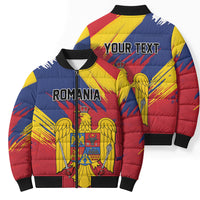 Personalized Romania Flag Day Bomber Puffer Jacket Royal Eagle Patriotic Heritage