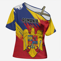 Personalized Romania Flag Day Cross Shoulder Shirt Royal Eagle Patriotic Heritage