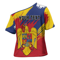 Personalized Romania Flag Day Cross Shoulder Shirt Royal Eagle Patriotic Heritage