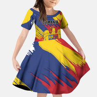 Personalized Romania Flag Day Kid Short Sleeve Dress Royal Eagle Patriotic Heritage